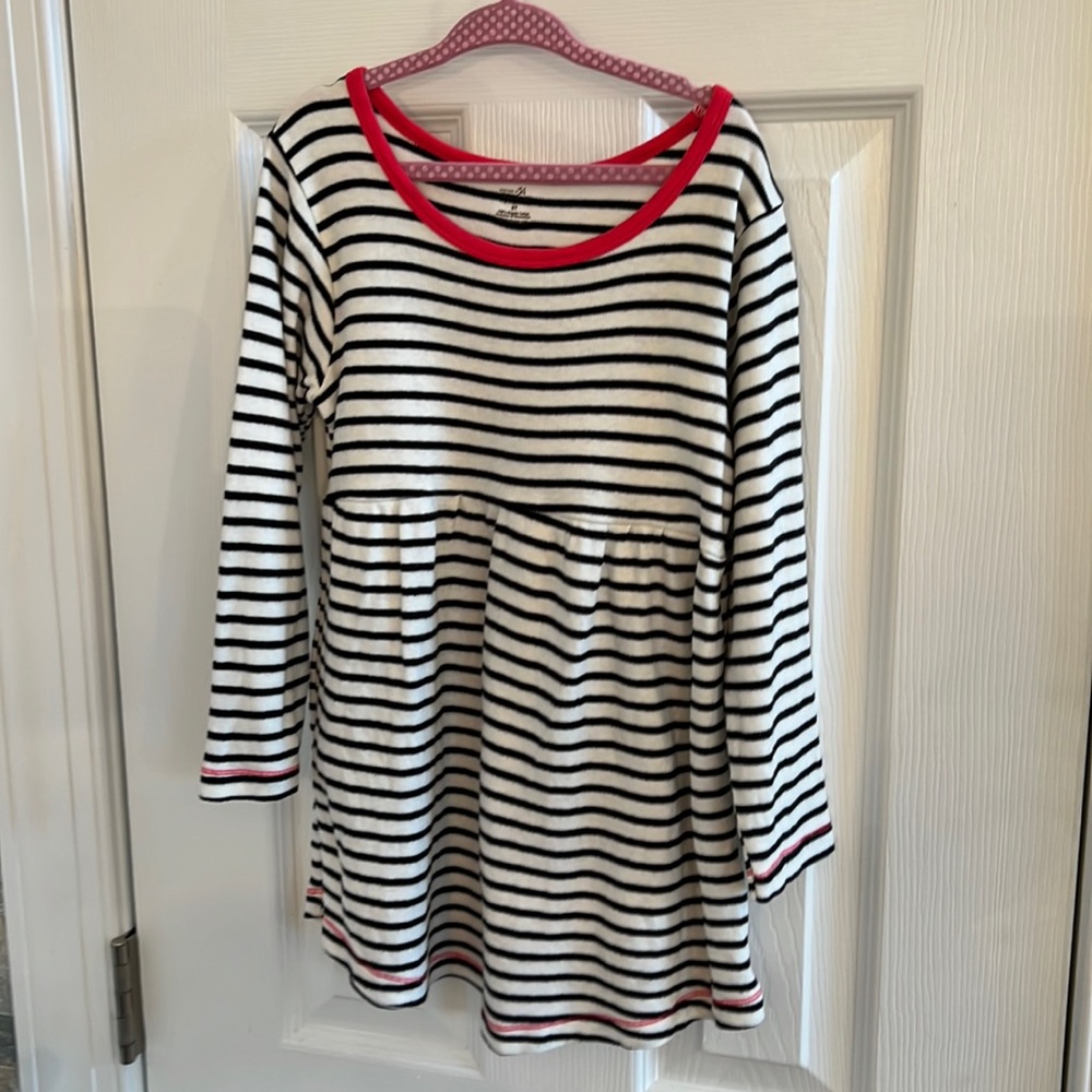 White and Black Striped Dress Organic Cotton 5T